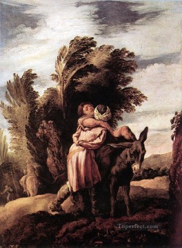  Barroca Lienzo - Parábola del buen samaritano figuras barrocas Domenico Fetti